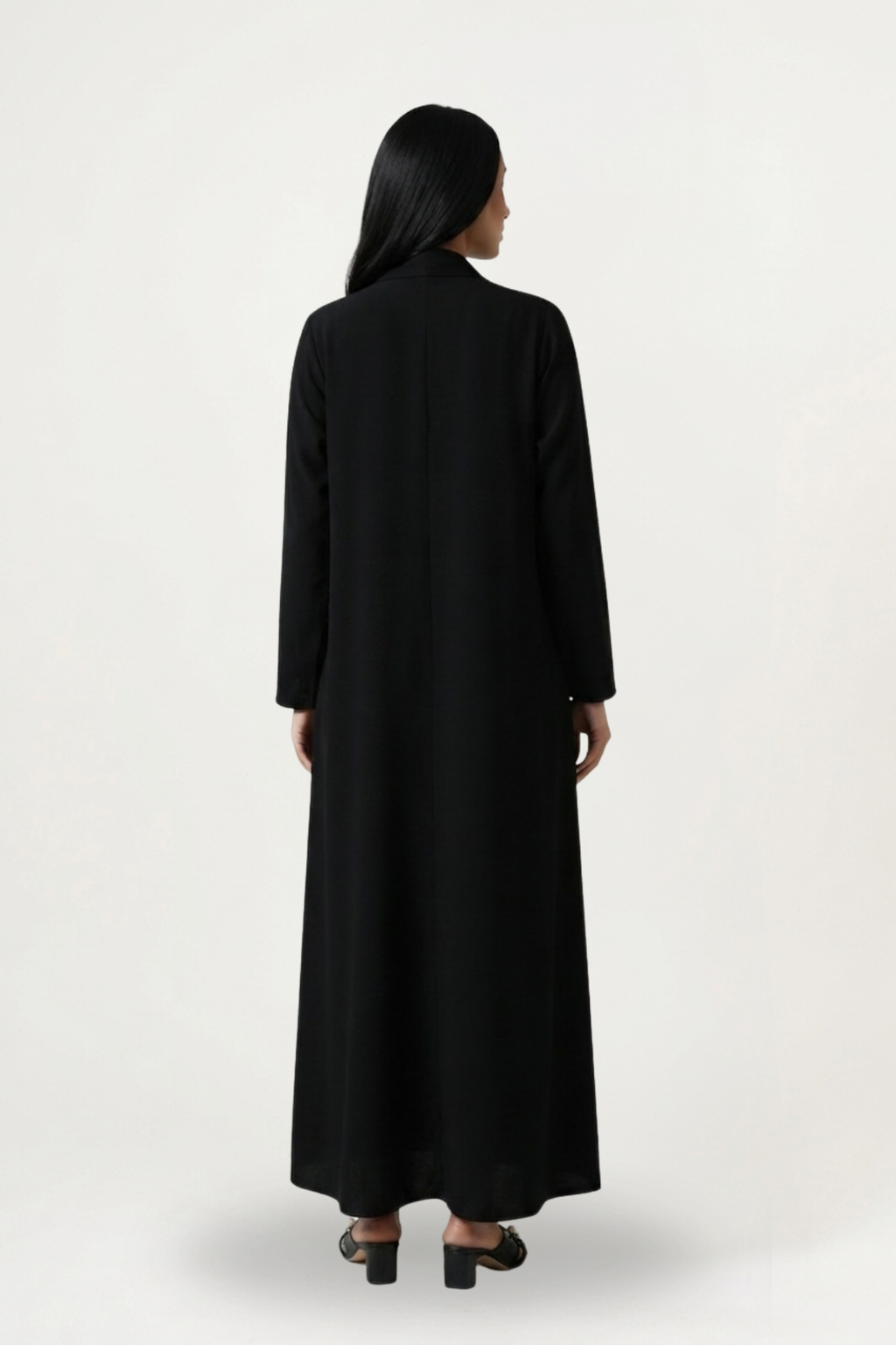 Abaya noire Hessa, coupe ample à manches longues
