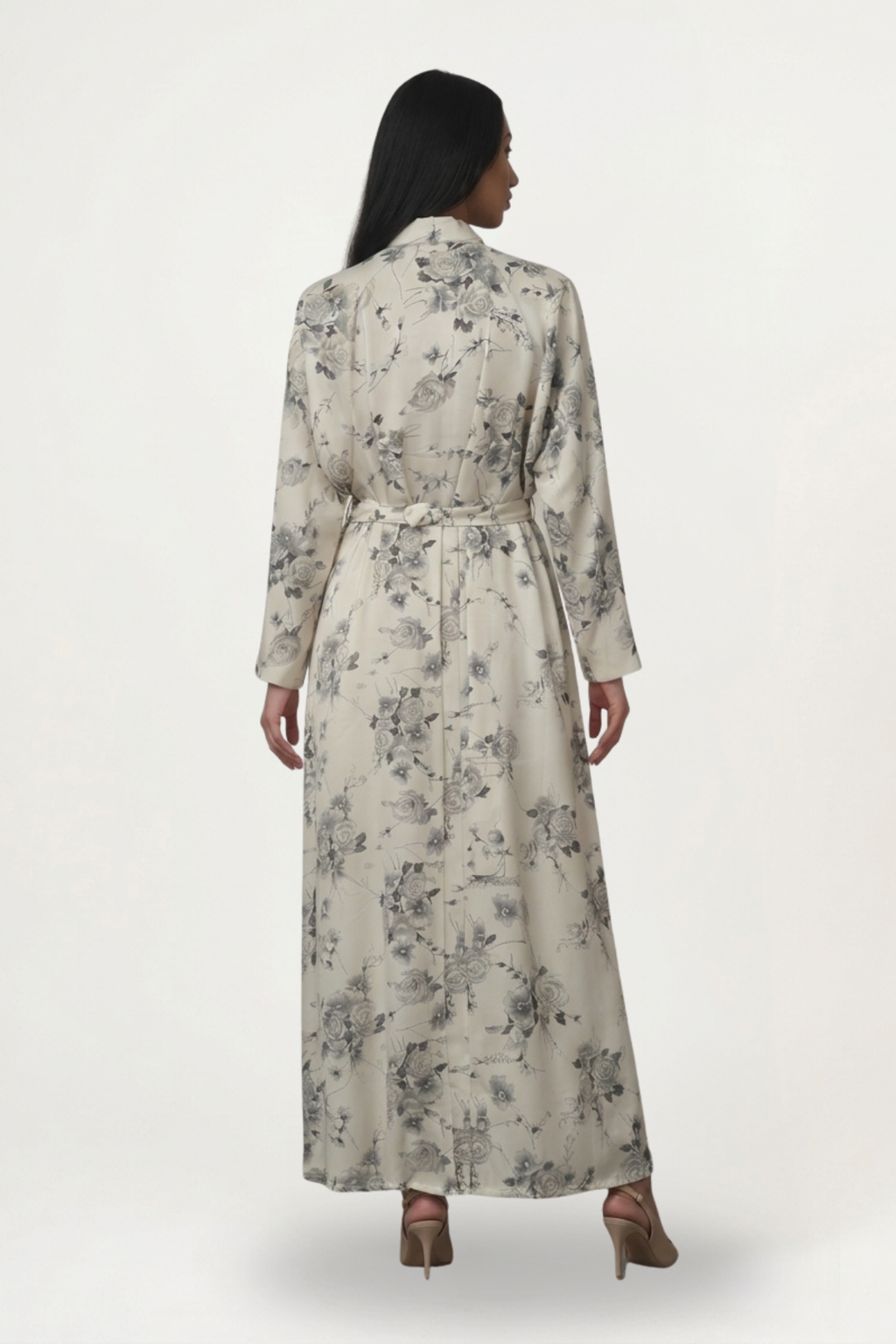Abaya blanche Safa, coupe ample à manches longues